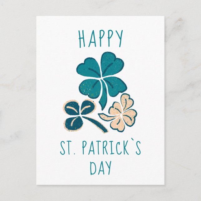 Carte Postale Joyeuse Saint-Patrick Clover Dessin de trèfle (Devant)