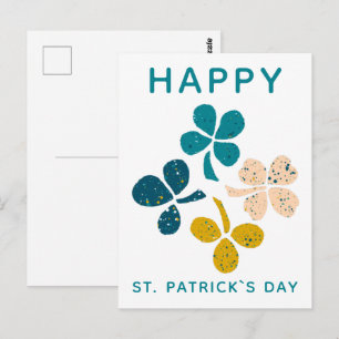 Carte Postale Joyeuse Saint Patrick`s day Clover Shamrock Dessin