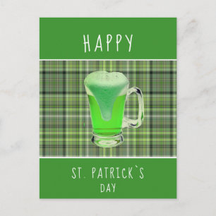 Carte Postale Joyeuse Saint Patrick`s day Green Beer Motif irlan