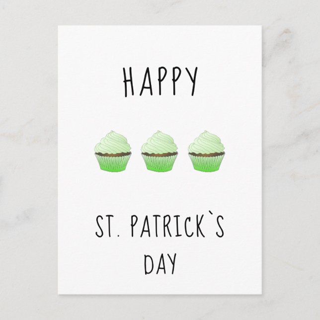 Carte Postale Joyeuse Saint Patrick`s day Irland Green Muffins (Devant)