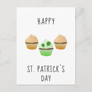 Carte Postale Joyeuse Saint Patrick`s day Muffins et Shamrock
