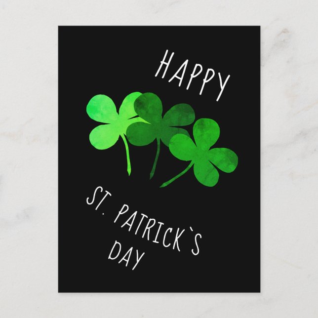 Carte Postale Joyeuse Saint Patrick`s day Shamrocks verts (Devant)