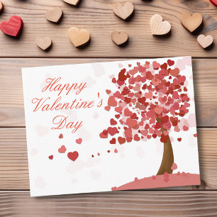 Carte Postale Joyeuse Saint-Valentin Arbre de cœur Rouge