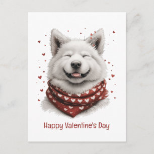 Carte Postale Joyeuse Saint-Valentin chien Samoyède
