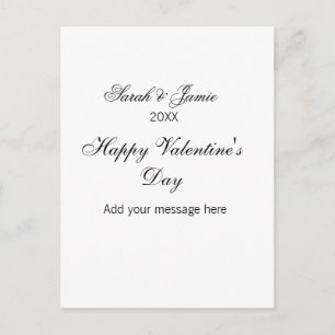 Carte Postale Joyeuse Saint-Valentin nom date message simple élé