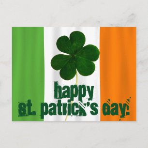 Carte Postale Joyeuse St. Patrick's Day, Drapeau irlandais Coule