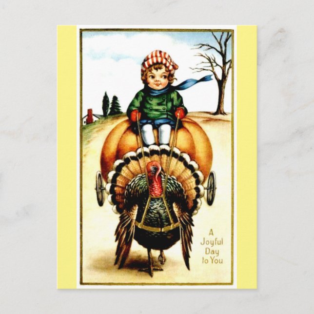Carte postale Joyeuse Thanksgiving vintage Reprodu (Devant)