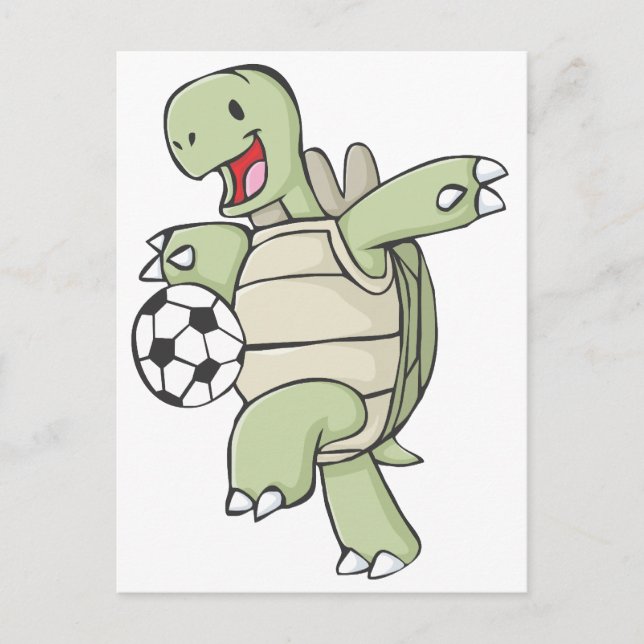 Carte Postale Joyeuse Tortue Jouer au football (Devant)