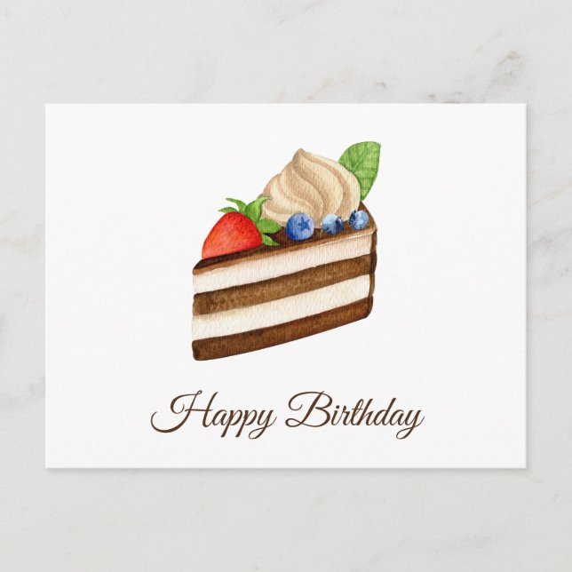Carte Postale Joyeuse tranche d'anniversaire du gâteau de baies  (Devant)