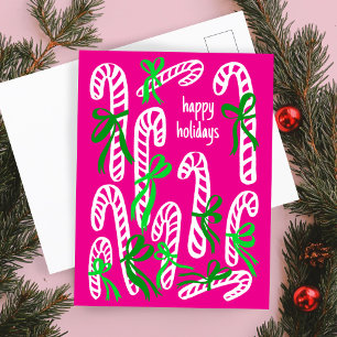 Carte Postale Joyeuses fêtes canne doux Noël mignon
