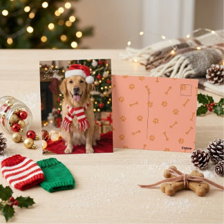 Carte Postale Joyeuses Fêtes de Fin d'Année Retriever Golden