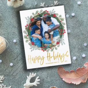 Carte Postale Joyeuses fêtes Faux Gold Texte Photo Noël