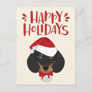 Carte Postale Joyeuses fêtes - Joyeux Noël Dachshund