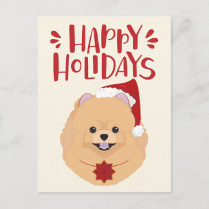 Carte Postale Joyeuses fêtes - Joyeux Noël Poméranien