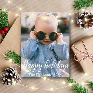 Carte Postale joyeuses fêtes lettrées main vacances