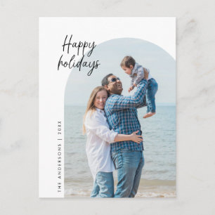 Carte Postale Joyeuses fêtes, Photo de famille, Cadre d'arc, Sal