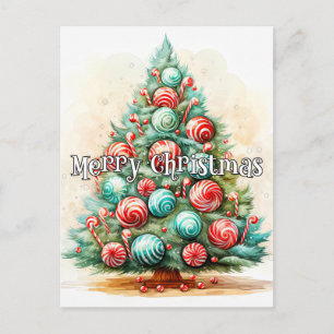 Carte Postale Joyeuses Fêtes Sapin de Noël Joyeux