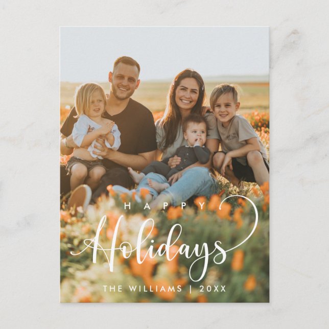 Carte Postale Joyeuses Fêtes, Vœux de Noël Photo de famille (Devant)