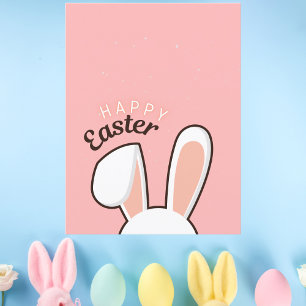 Carte Postale Joyeuses oreilles lapin de Pâques rose