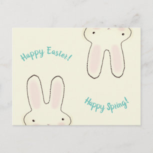 Carte Postale Joyeuses Pâques Joyeux Printemps crème mignon lapi