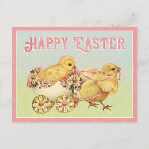 Carte Postale Joyeuses poules Vintages de Pâques