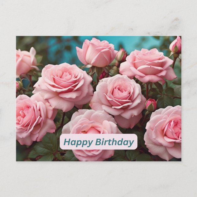 Carte Postale Joyeuses roses roses roses d'anniversaire en fleur (Devant)