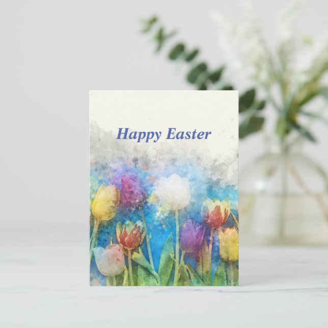 Carte Postale Joyeuses tulipes de Pâques (Debout devant)