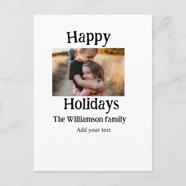 Carte Postale Joyeuses vacances ajouter le nom de famille photo  (Devant)