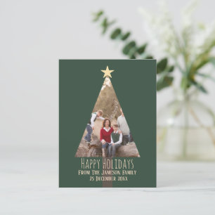 Carte Postale Joyeuses vacances Famille de Noël Arbre photo     