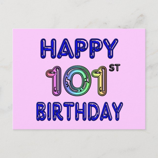 Carte Postale Joyeux 101e anniversaire (Devant)