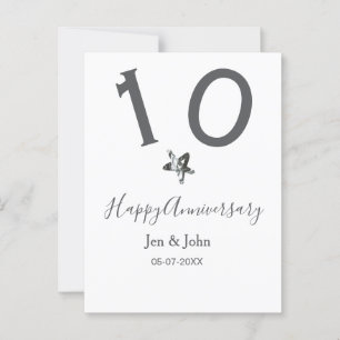 Carte Postale Joyeux 10e anniversaire nom date étoile métal gris