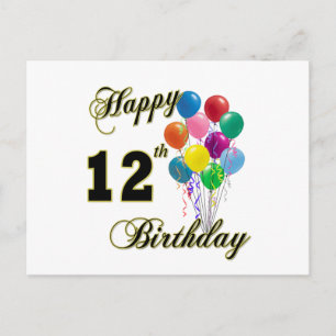 Carte Postale Joyeux 12e anniversaire cadeaux et vêtements d'ann
