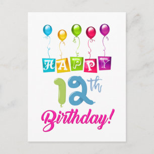 Carte Postale Joyeux 12ème anniversaire