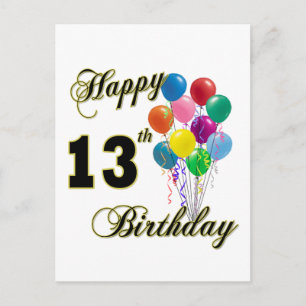 Carte Postale Joyeux 13e anniversaire cadeaux et vêtements d'ann