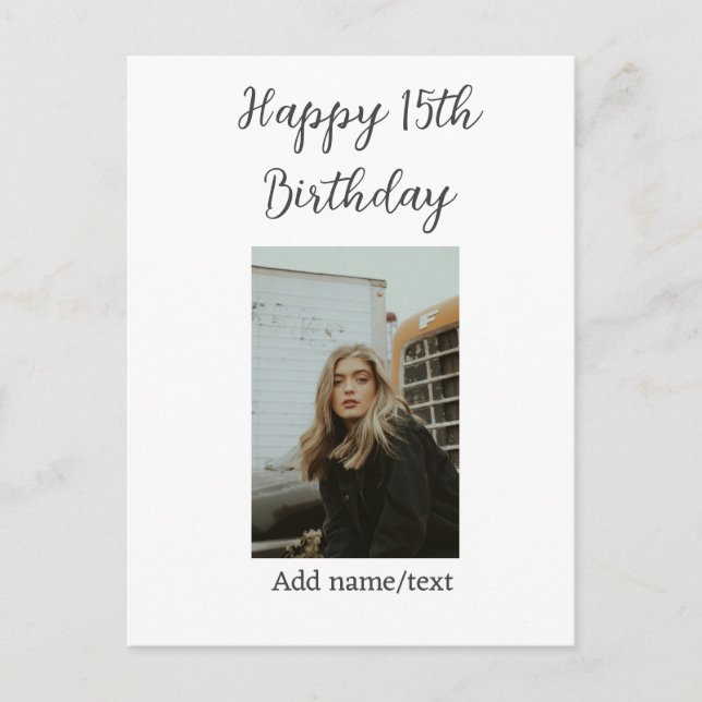 Carte Postale Joyeux 15e anniversaire ajouter nom photo texte mo (Devant)
