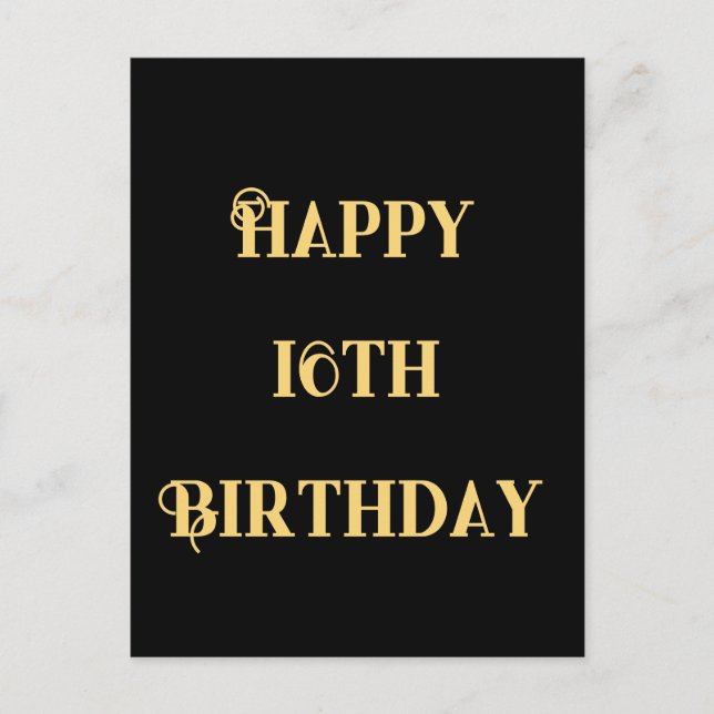Carte Postale Joyeux 16e Anniversaire Or Jaune Seize Âge Personn (Devant)