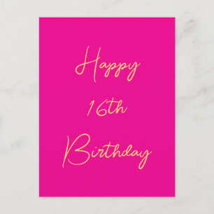 Carte Postale Joyeux 16e Anniversaire Seize Or Rose Chaud 2025