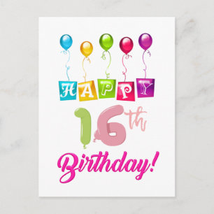 Carte Postale Joyeux 16ème anniversaire