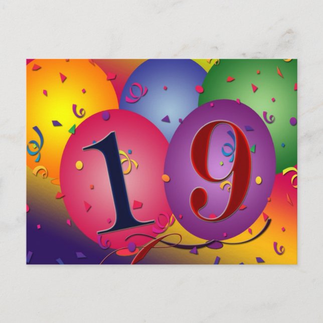 Carte Postale Joyeux 19ème anniversaire (Devant)