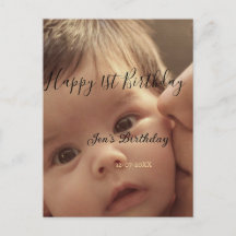 Joyeux 1er anniversaire nom photo date stylé calli