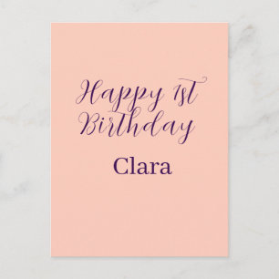 Carte Postale Joyeux 1er anniversaire orange violet boho rétro n