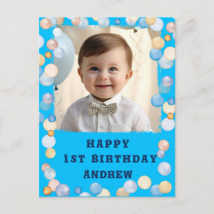 Carte Postale Joyeux 1er anniversaire personnalisé avec photo