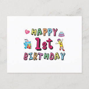 Carte Postale Joyeux 1er anniversaire pour 1 an Enfants B jour s