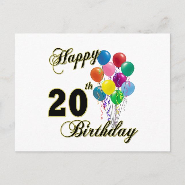 Carte Postale Joyeux 20e anniversaire cadeaux et vêtements d'ann (Devant)
