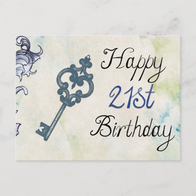 Carte Postale Joyeux 21e anniversaire Victorian Key (Devant)