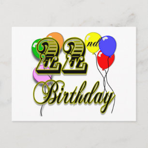 Carte Postale Joyeux 22e anniversaire de marchandises
