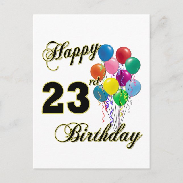 Carte Postale Joyeux 23e anniversaire cadeaux avec ballons (Devant)