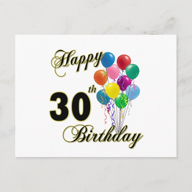 Carte Postale Joyeux 30e anniversaire cadeaux et vêtements d'ann (Devant)
