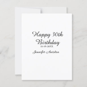 Carte Postale Joyeux 30e anniversaire nom date élégant simple