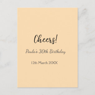 Carte Postale Joyeux 30e anniversaire nom date simple minimal 